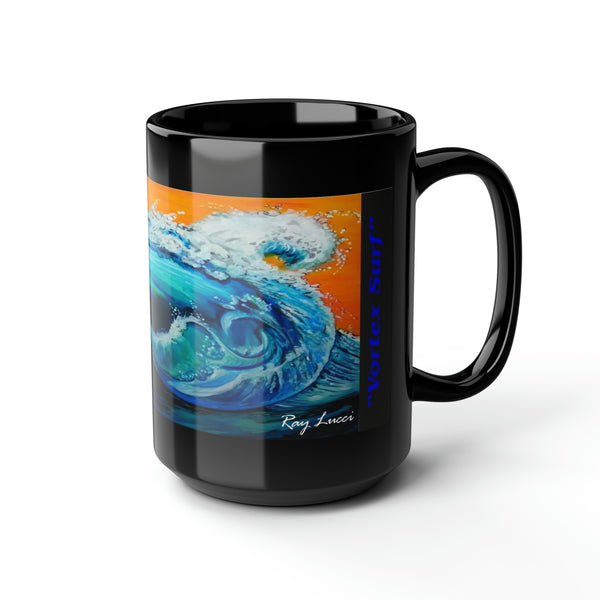 Vortex Surf Black Mug, 15oz