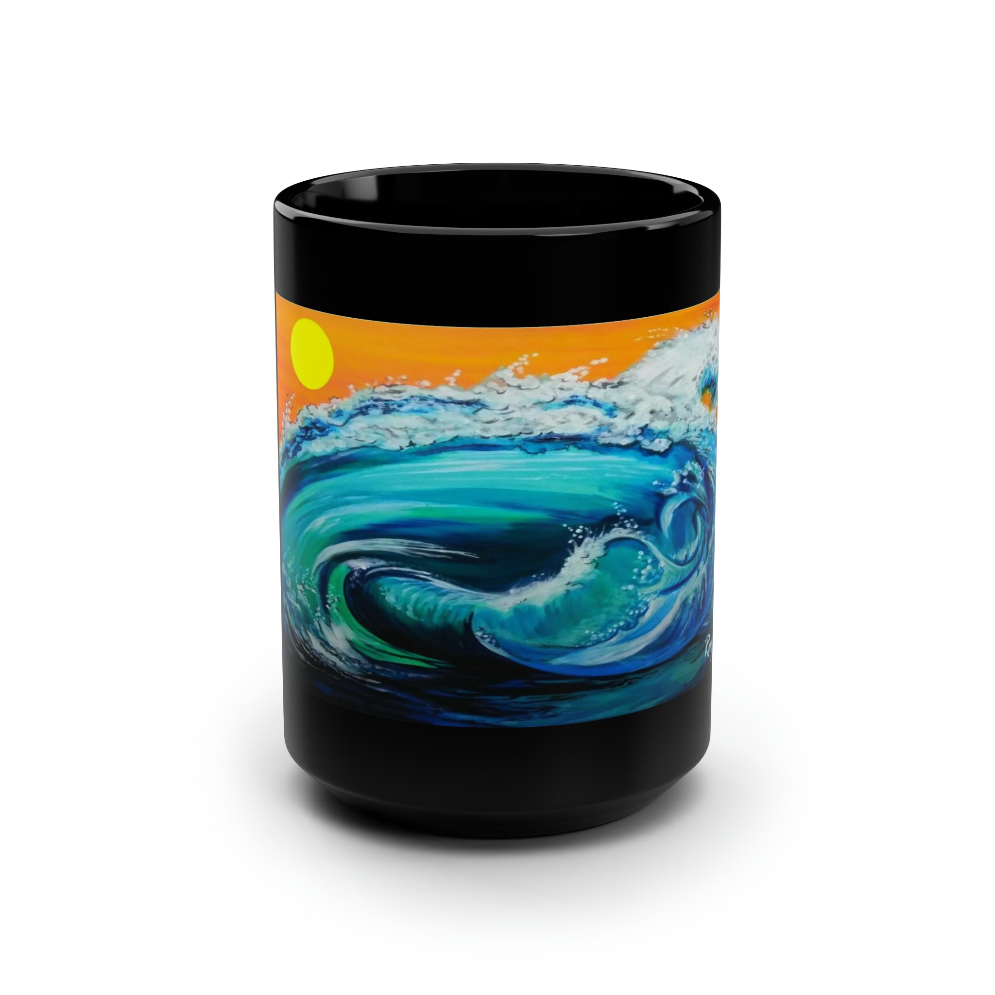 Vortex Surf Black Mug, 15oz