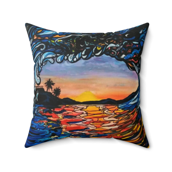 Sunset Surf Square Pillow