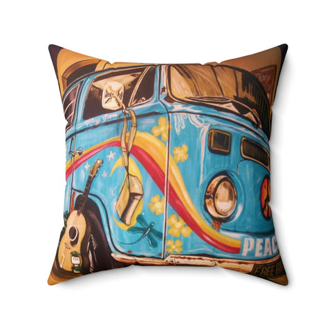 Hippie Bus Square Pillow