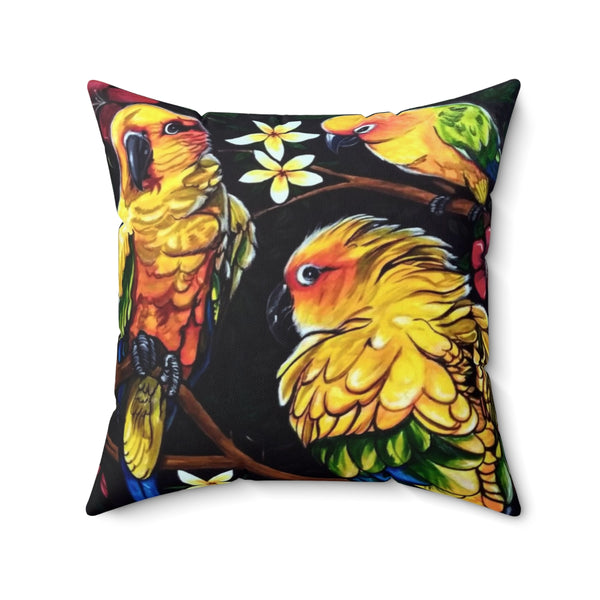 Birds in Paradise Square Pillow