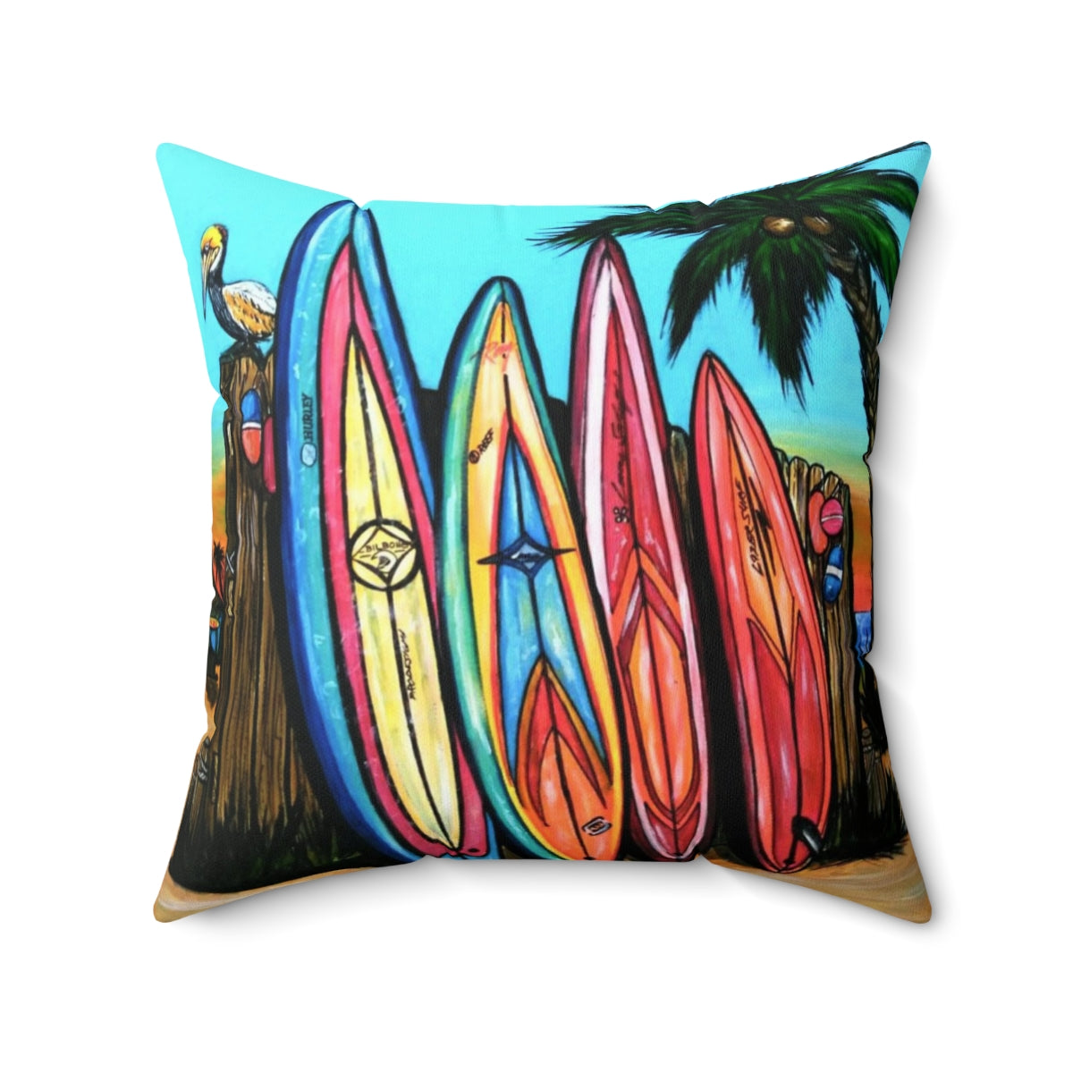 Waiting to Surf Square Pillow