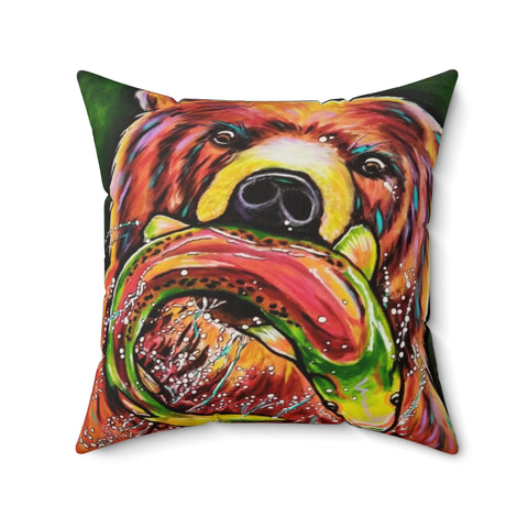 Hungry Bear Square Pillow